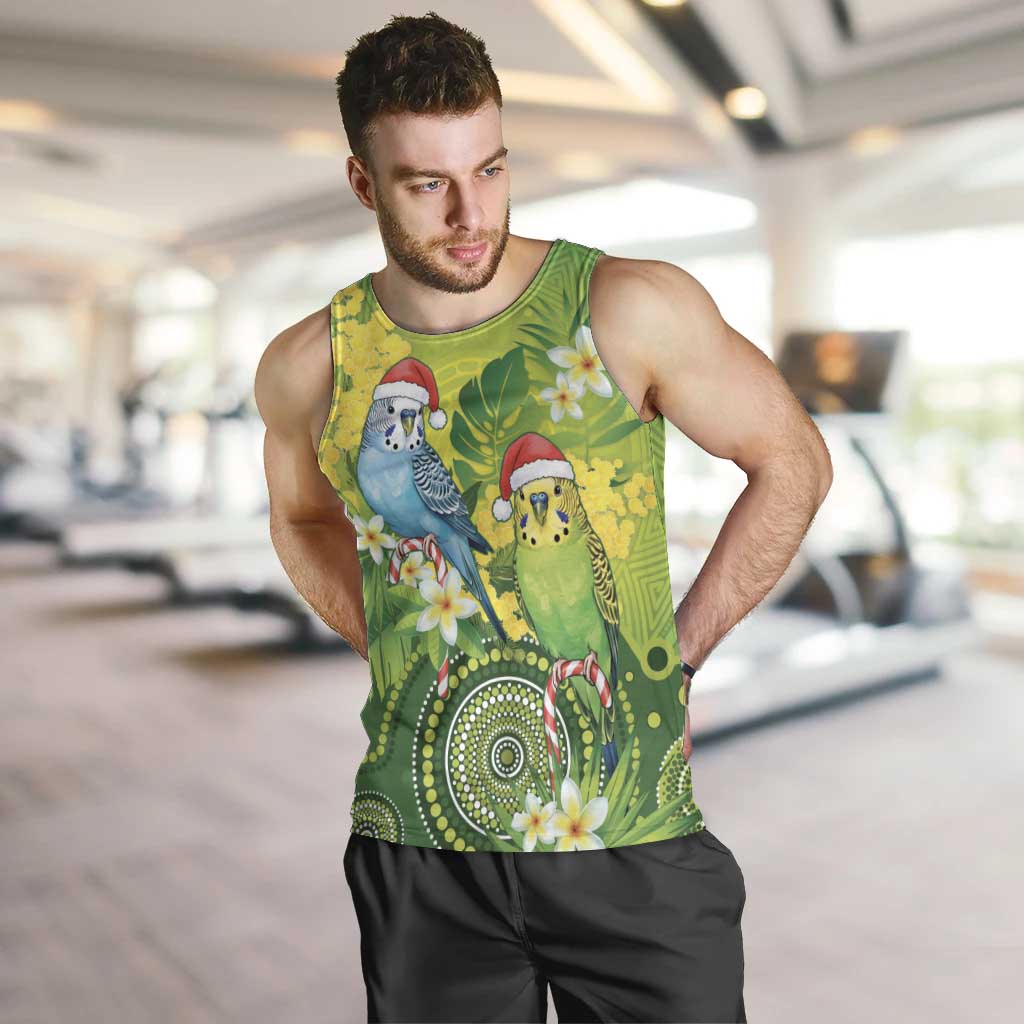 Budgerigar Australia Christmas Men Tank Top Budgies Golden Wattle Aboriginal Green - Aussie Hoodie