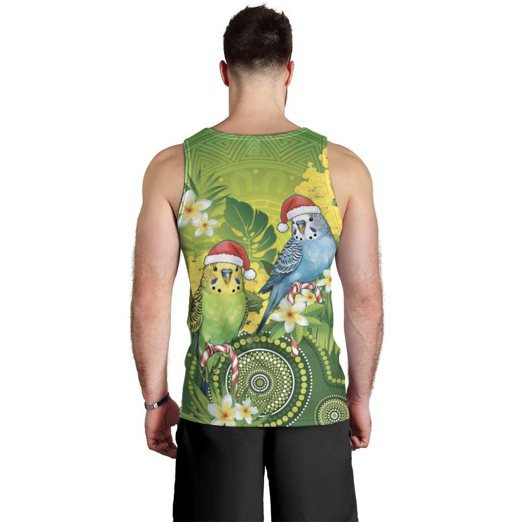 Budgerigar Australia Christmas Men Tank Top Budgies Golden Wattle Aboriginal Green - Aussie Hoodie
