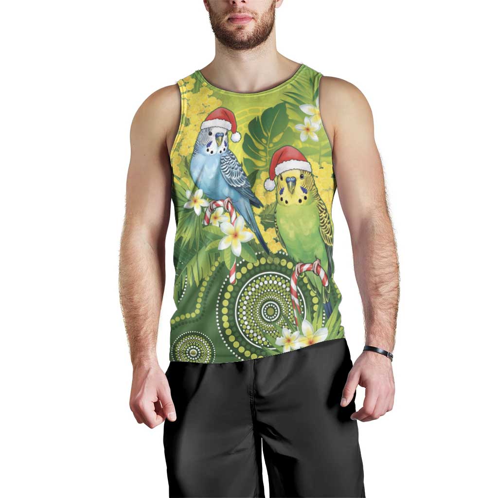 Budgerigar Australia Christmas Men Tank Top Budgies Golden Wattle Aboriginal Green - Aussie Hoodie