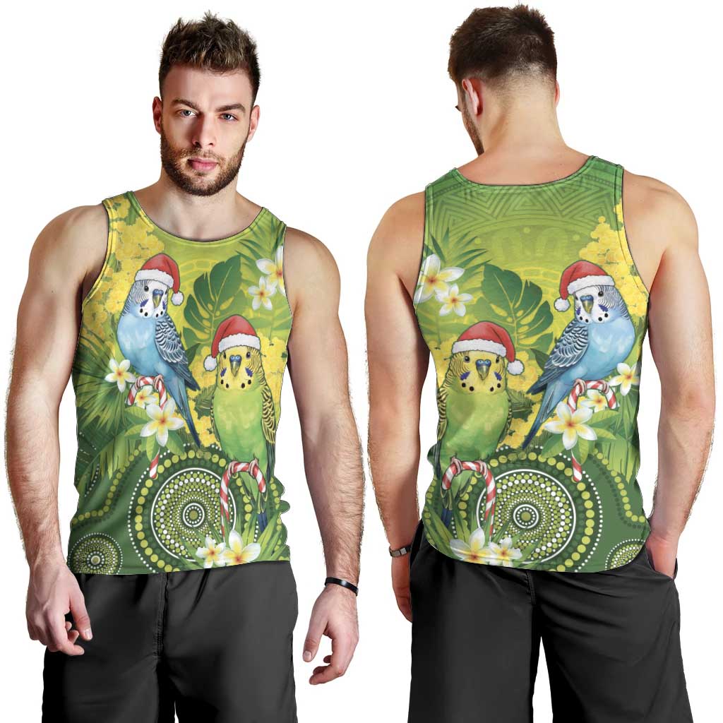 Budgerigar Australia Christmas Men Tank Top Budgies Golden Wattle Aboriginal Green - Aussie Hoodie