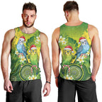 Budgerigar Australia Christmas Men Tank Top Budgies Golden Wattle Aboriginal Green - Aussie Hoodie