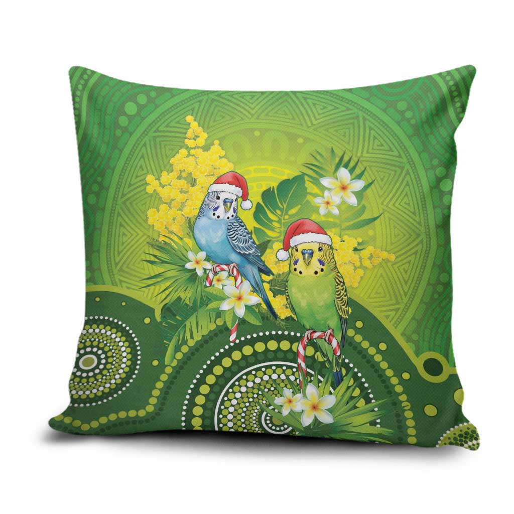 Budgerigar Australia Christmas Pillow Cover Budgies Golden Wattle Aboriginal Green - Aussie Hoodie