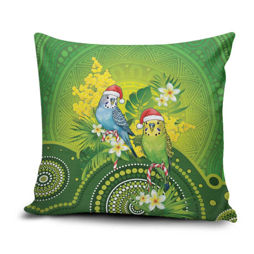 Budgerigar Australia Christmas Pillow Cover Budgies Golden Wattle Aboriginal Green - Aussie Hoodie
