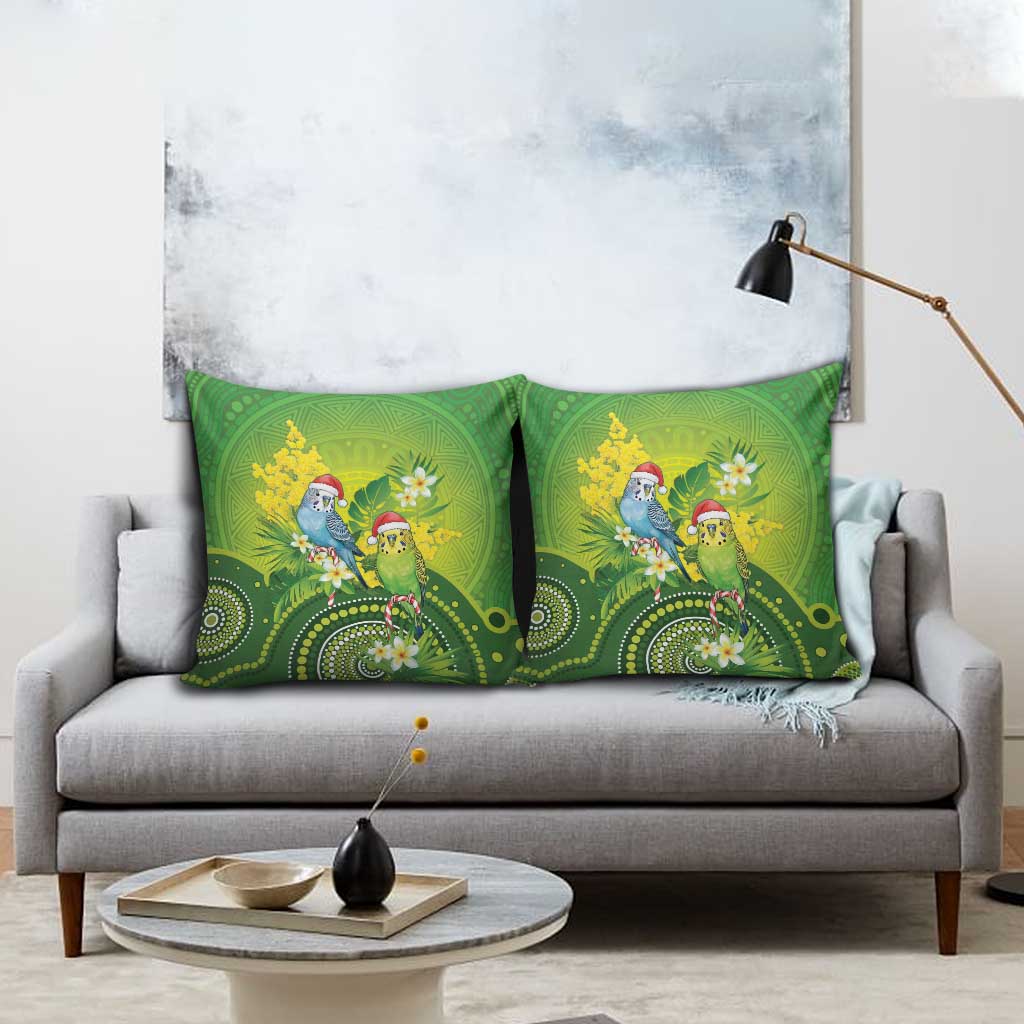 Budgerigar Australia Christmas Pillow Cover Budgies Golden Wattle Aboriginal Green - Aussie Hoodie