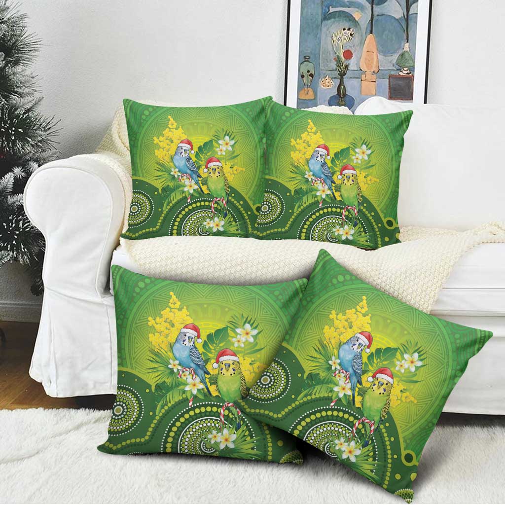 Budgerigar Australia Christmas Pillow Cover Budgies Golden Wattle Aboriginal Green - Aussie Hoodie