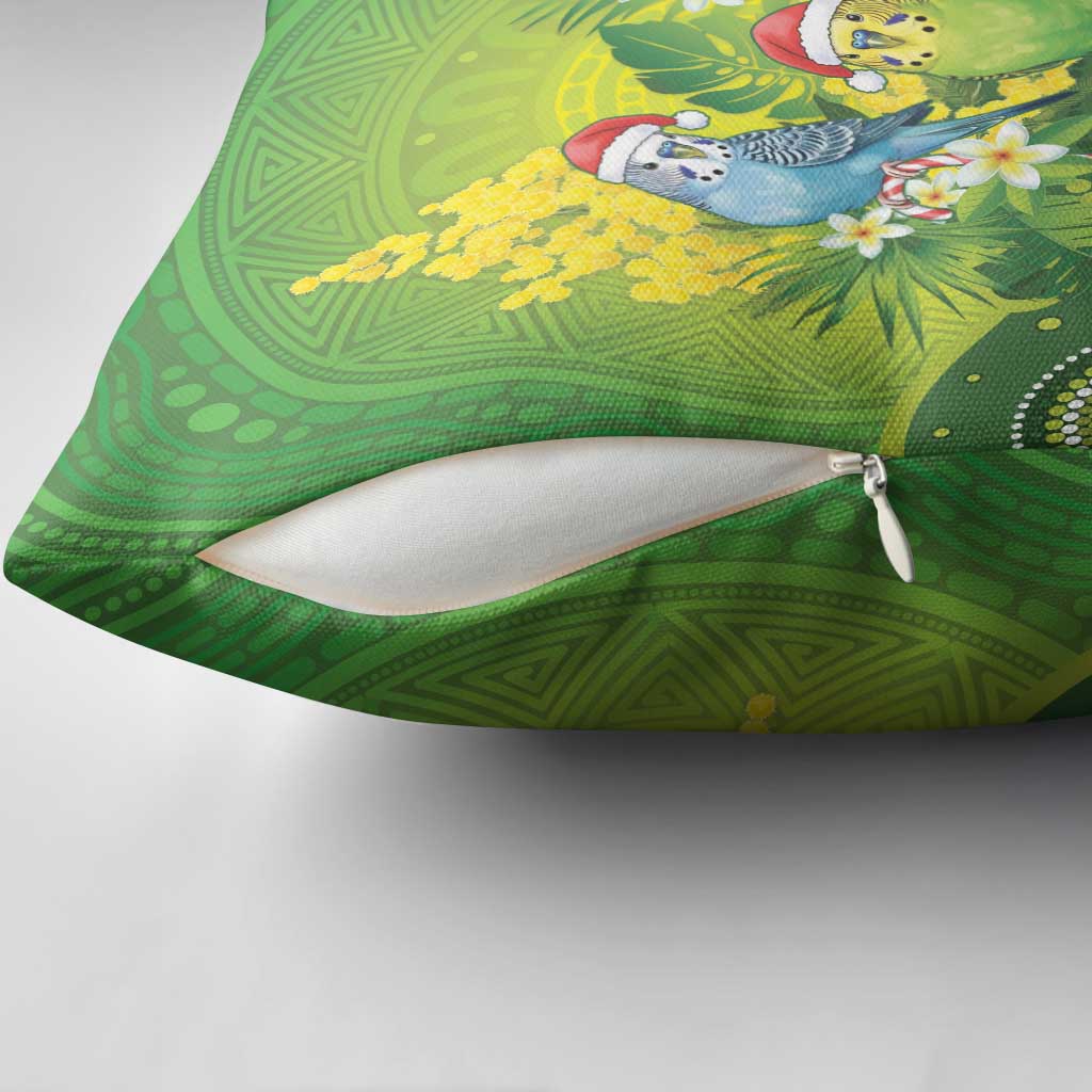 Budgerigar Australia Christmas Pillow Cover Budgies Golden Wattle Aboriginal Green - Aussie Hoodie