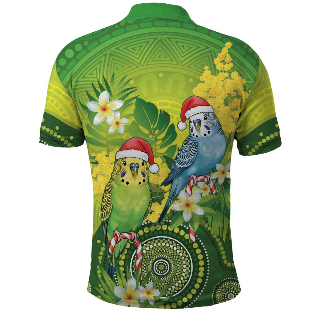 Budgerigar Australia Christmas Polo Shirt Budgies Golden Wattle Aboriginal Green - Aussie Hoodie