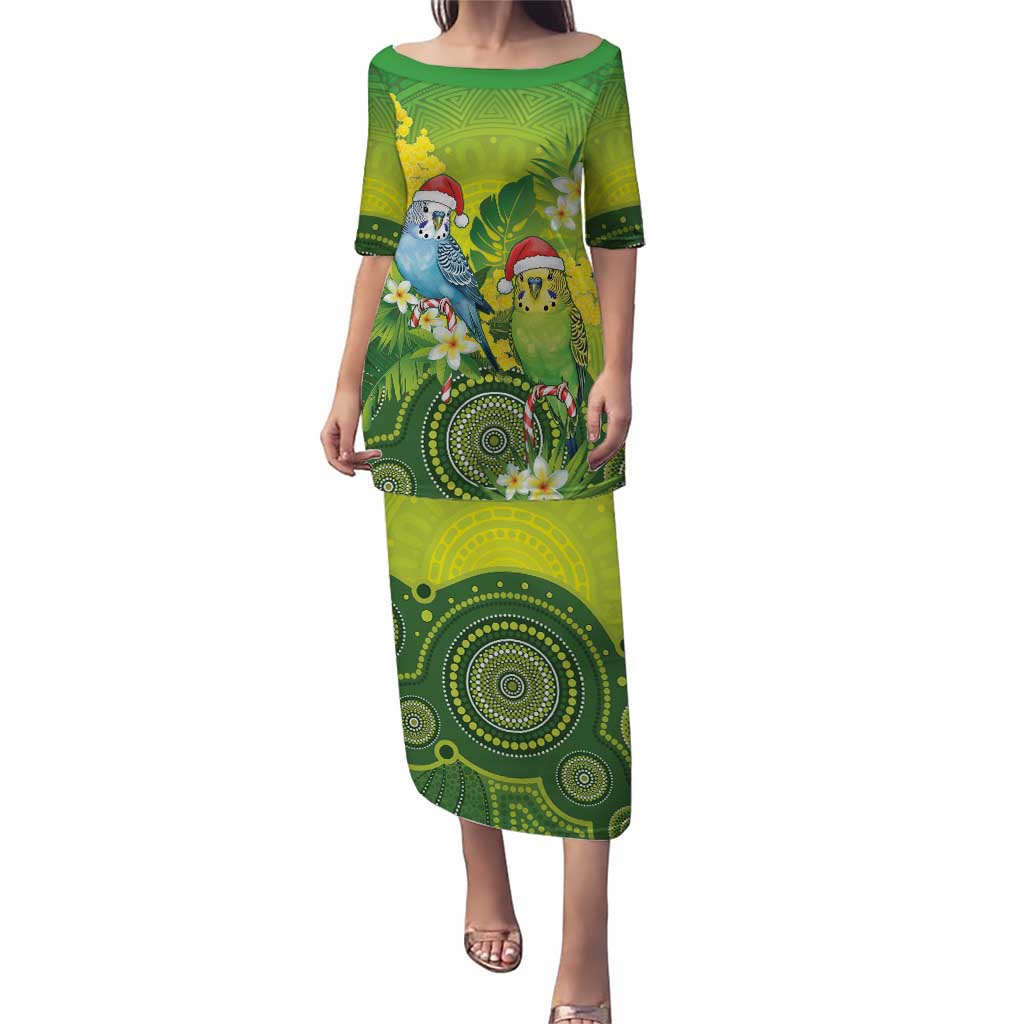 Budgerigar Australia Christmas Puletasi Budgies Golden Wattle Aboriginal Green - Aussie Hoodie