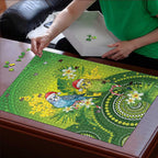 Budgerigar Australia Christmas Puzzle Budgies Golden Wattle Aboriginal Green - Aussie Hoodie