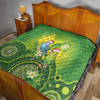 Budgerigar Australia Christmas Quilt Budgies Golden Wattle Aboriginal Green - Aussie Hoodie