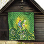 Budgerigar Australia Christmas Quilt Budgies Golden Wattle Aboriginal Green - Aussie Hoodie