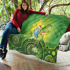 Budgerigar Australia Christmas Quilt Budgies Golden Wattle Aboriginal Green - Aussie Hoodie