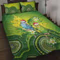 Budgerigar Australia Christmas Quilt Bed Set Budgies Golden Wattle Aboriginal Green - Aussie Hoodie