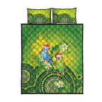 Budgerigar Australia Christmas Quilt Bed Set Budgies Golden Wattle Aboriginal Green - Aussie Hoodie