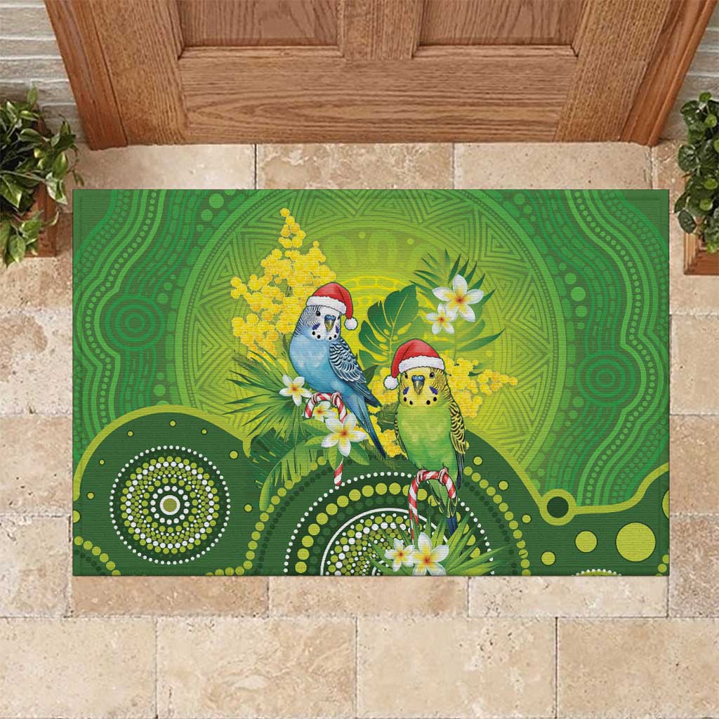 Budgerigar Australia Christmas Rubber Doormat Budgies Golden Wattle Aboriginal Green - Aussie Hoodie