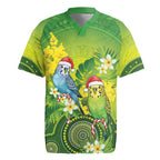 Budgerigar Australia Christmas Rugby Jersey Budgies Golden Wattle Aboriginal Green - Aussie Hoodie
