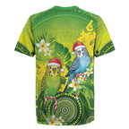 Budgerigar Australia Christmas Rugby Jersey Budgies Golden Wattle Aboriginal Green - Aussie Hoodie