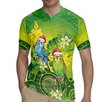 Budgerigar Australia Christmas Rugby Jersey Budgies Golden Wattle Aboriginal Green - Aussie Hoodie
