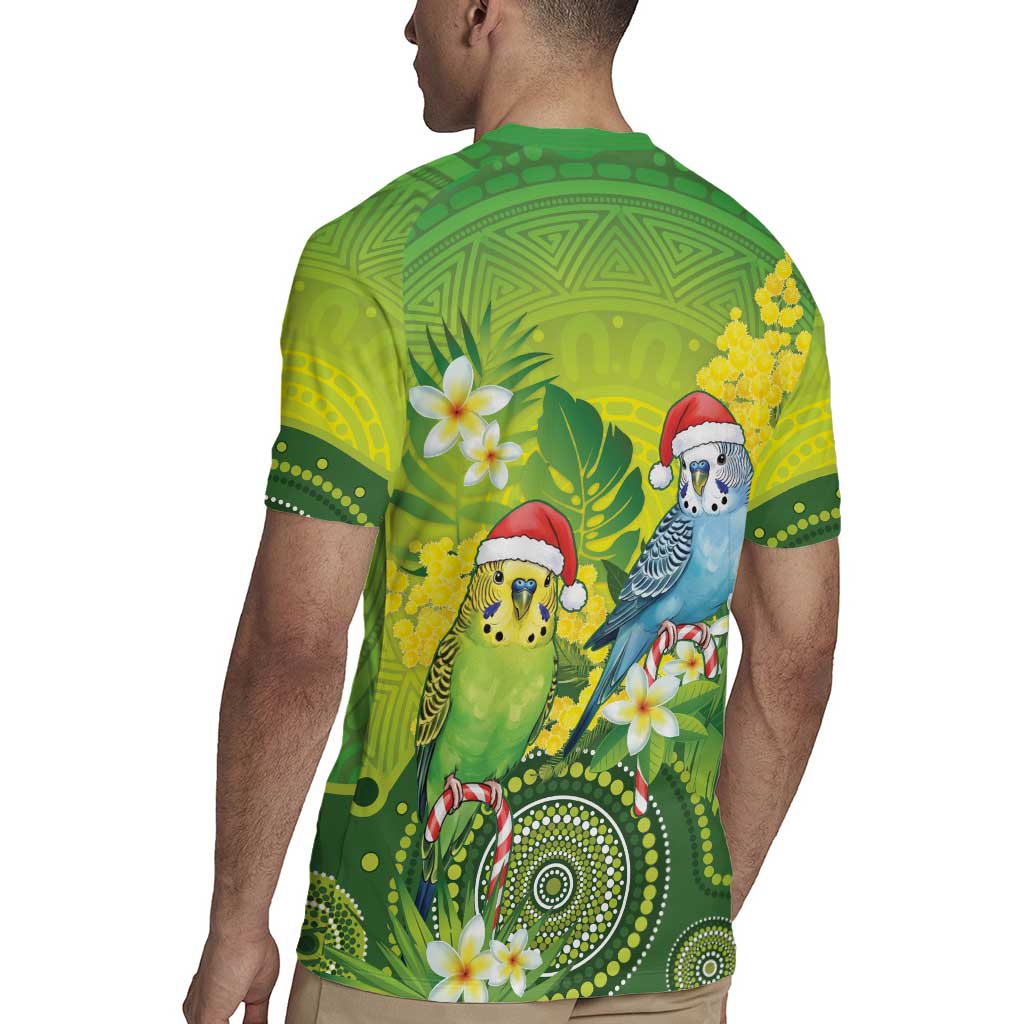 Budgerigar Australia Christmas Rugby Jersey Budgies Golden Wattle Aboriginal Green - Aussie Hoodie