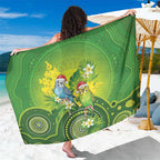 Budgerigar Australia Christmas Sarong Budgies Golden Wattle Aboriginal Green - Aussie Hoodie