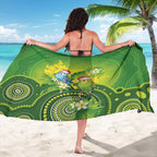 Budgerigar Australia Christmas Sarong Budgies Golden Wattle Aboriginal Green - Aussie Hoodie