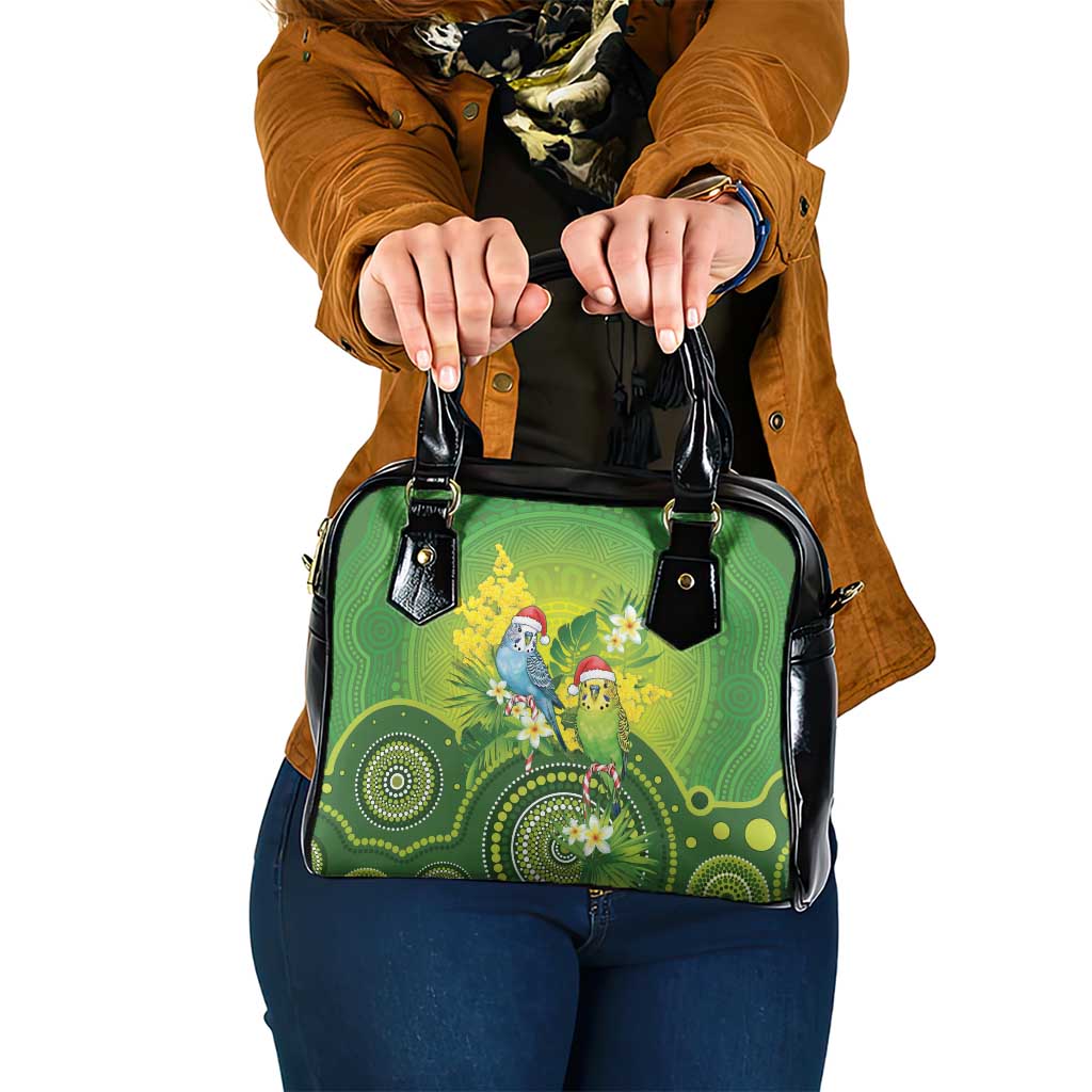 Budgerigar Australia Christmas Shoulder Handbag Budgies Golden Wattle Aboriginal Green - Aussie Hoodie