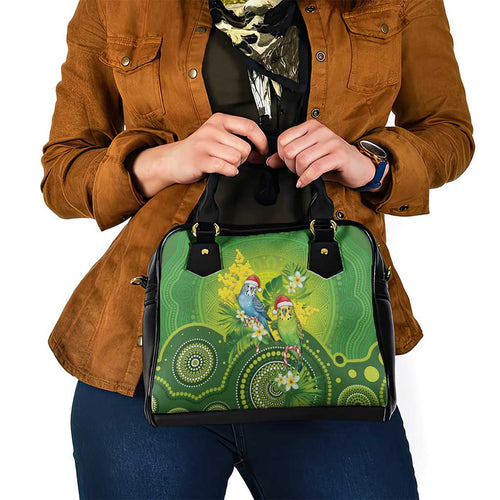 Budgerigar Australia Christmas Shoulder Handbag Budgies Golden Wattle Aboriginal Green - Aussie Hoodie