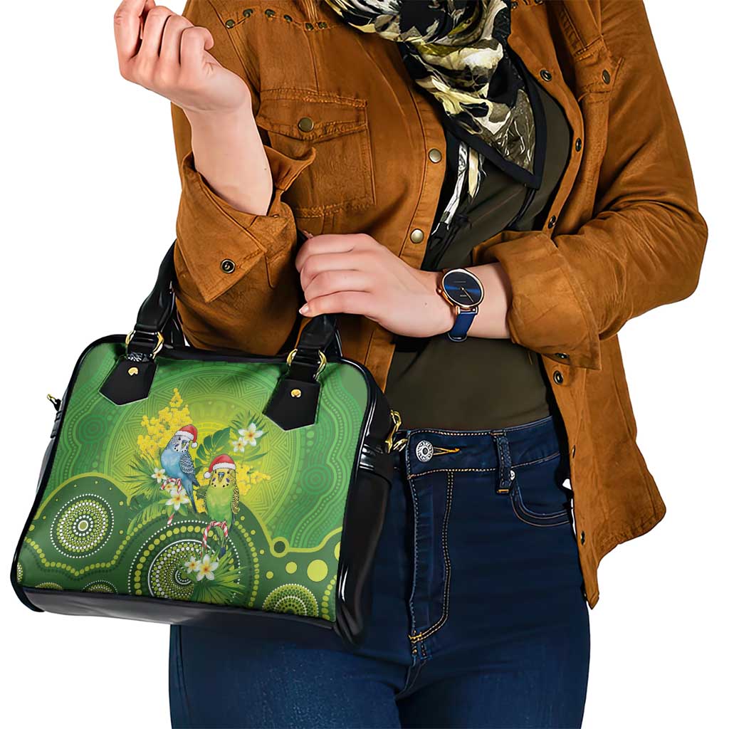 Budgerigar Australia Christmas Shoulder Handbag Budgies Golden Wattle Aboriginal Green - Aussie Hoodie
