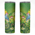 Budgerigar Australia Christmas Skinny Tumbler Budgies Golden Wattle Aboriginal Green - Aussie Hoodie