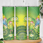Budgerigar Australia Christmas Skinny Tumbler Budgies Golden Wattle Aboriginal Green - Aussie Hoodie