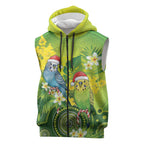 Budgerigar Australia Christmas Sleeveless Zip Hoodie Budgies Golden Wattle Aboriginal Green LT14