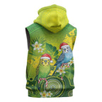 Budgerigar Australia Christmas Sleeveless Zip Hoodie Budgies Golden Wattle Aboriginal Green LT14