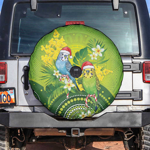 Budgerigar Australia Christmas Spare Tire Cover Budgies Golden Wattle Aboriginal Green - Aussie Hoodie