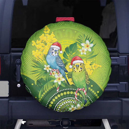 Budgerigar Australia Christmas Spare Tire Cover Budgies Golden Wattle Aboriginal Green - Aussie Hoodie