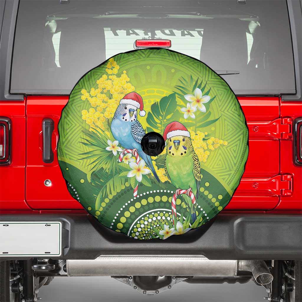 Budgerigar Australia Christmas Spare Tire Cover Budgies Golden Wattle Aboriginal Green - Aussie Hoodie