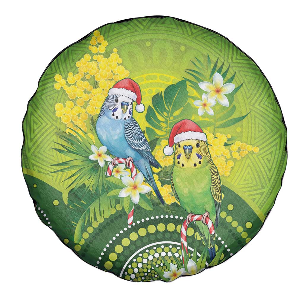 Budgerigar Australia Christmas Spare Tire Cover Budgies Golden Wattle Aboriginal Green - Aussie Hoodie