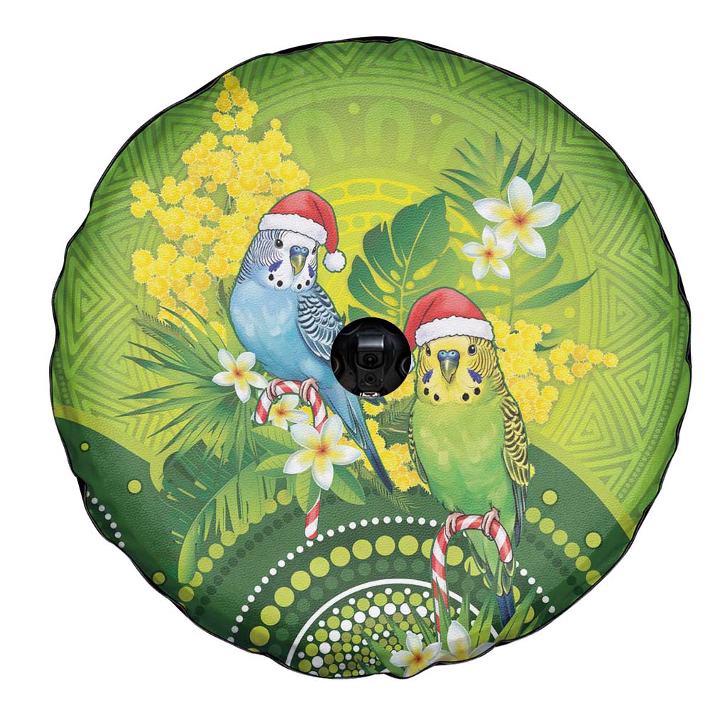 Budgerigar Australia Christmas Spare Tire Cover Budgies Golden Wattle Aboriginal Green - Aussie Hoodie