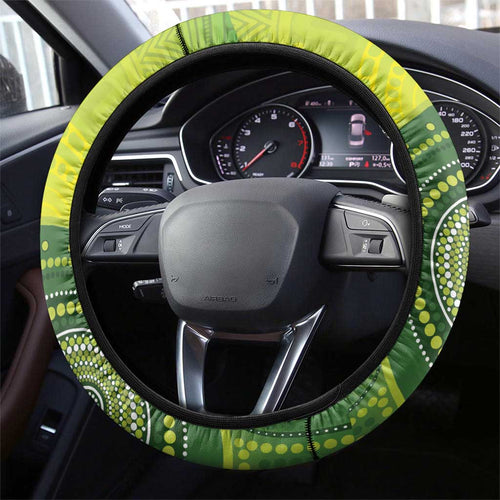 Budgerigar Australia Christmas Steering Wheel Cover Budgies Golden Wattle Aboriginal Green - Aussie Hoodie