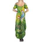 Budgerigar Australia Christmas Summer Maxi Dress Budgies Golden Wattle Aboriginal Green - Aussie Hoodie