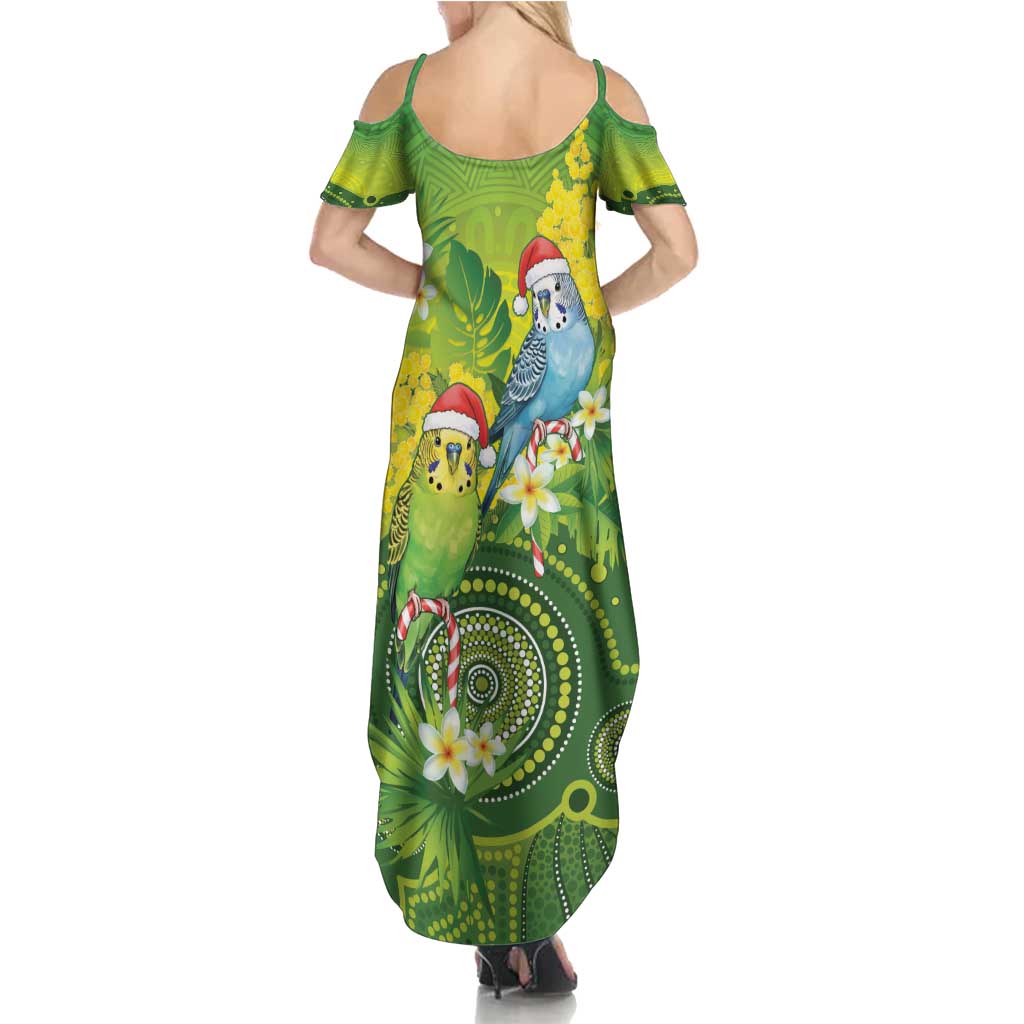 Budgerigar Australia Christmas Summer Maxi Dress Budgies Golden Wattle Aboriginal Green - Aussie Hoodie