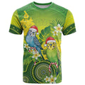 Budgerigar Australia Christmas T Shirt Budgies Golden Wattle Aboriginal Green - Aussie Hoodie