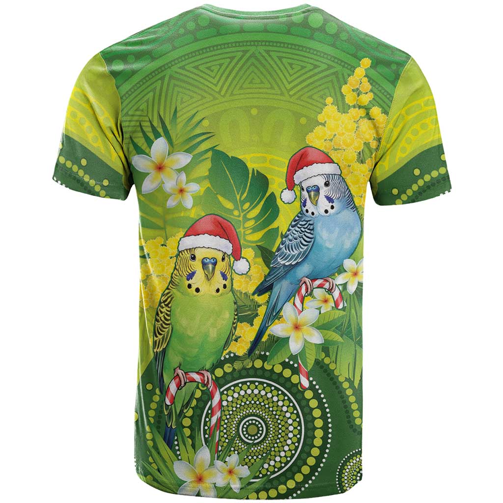 Budgerigar Australia Christmas T Shirt Budgies Golden Wattle Aboriginal Green - Aussie Hoodie