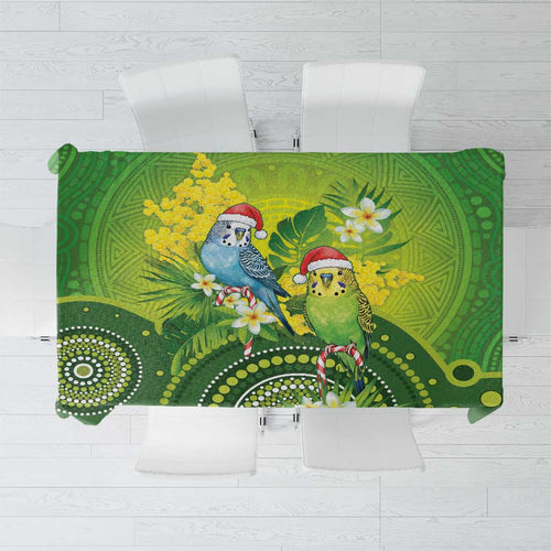 Budgerigar Australia Christmas Tablecloth Budgies Golden Wattle Aboriginal Green - Aussie Hoodie