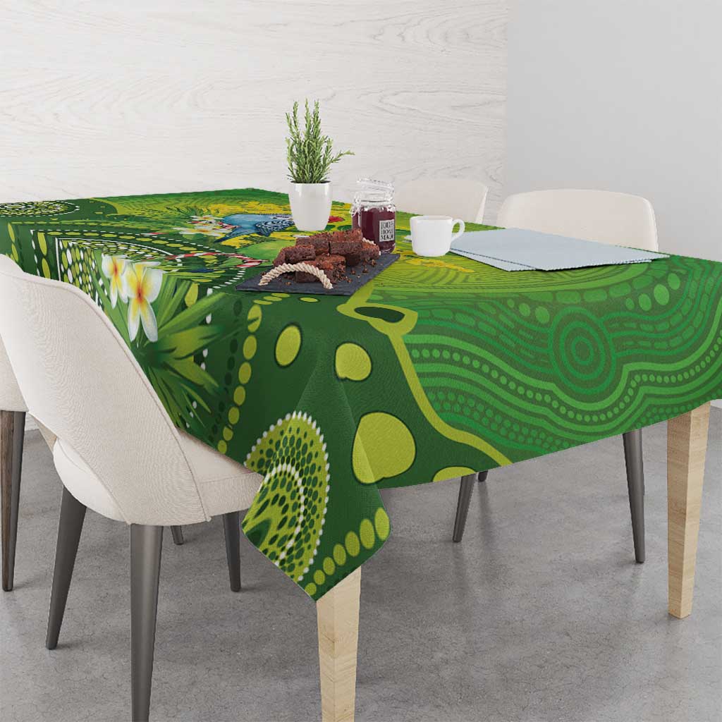 Budgerigar Australia Christmas Tablecloth Budgies Golden Wattle Aboriginal Green - Aussie Hoodie