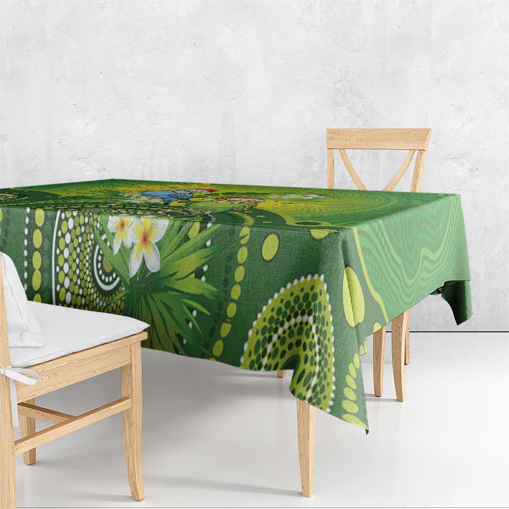 Budgerigar Australia Christmas Tablecloth Budgies Golden Wattle Aboriginal Green - Aussie Hoodie
