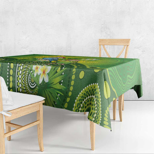 Budgerigar Australia Christmas Tablecloth Budgies Golden Wattle Aboriginal Green - Aussie Hoodie