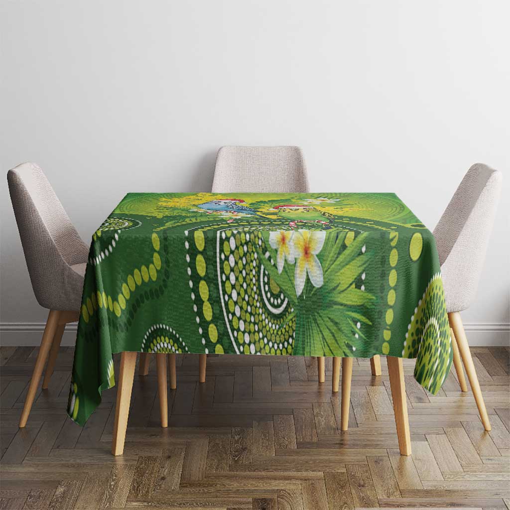 Budgerigar Australia Christmas Tablecloth Budgies Golden Wattle Aboriginal Green - Aussie Hoodie