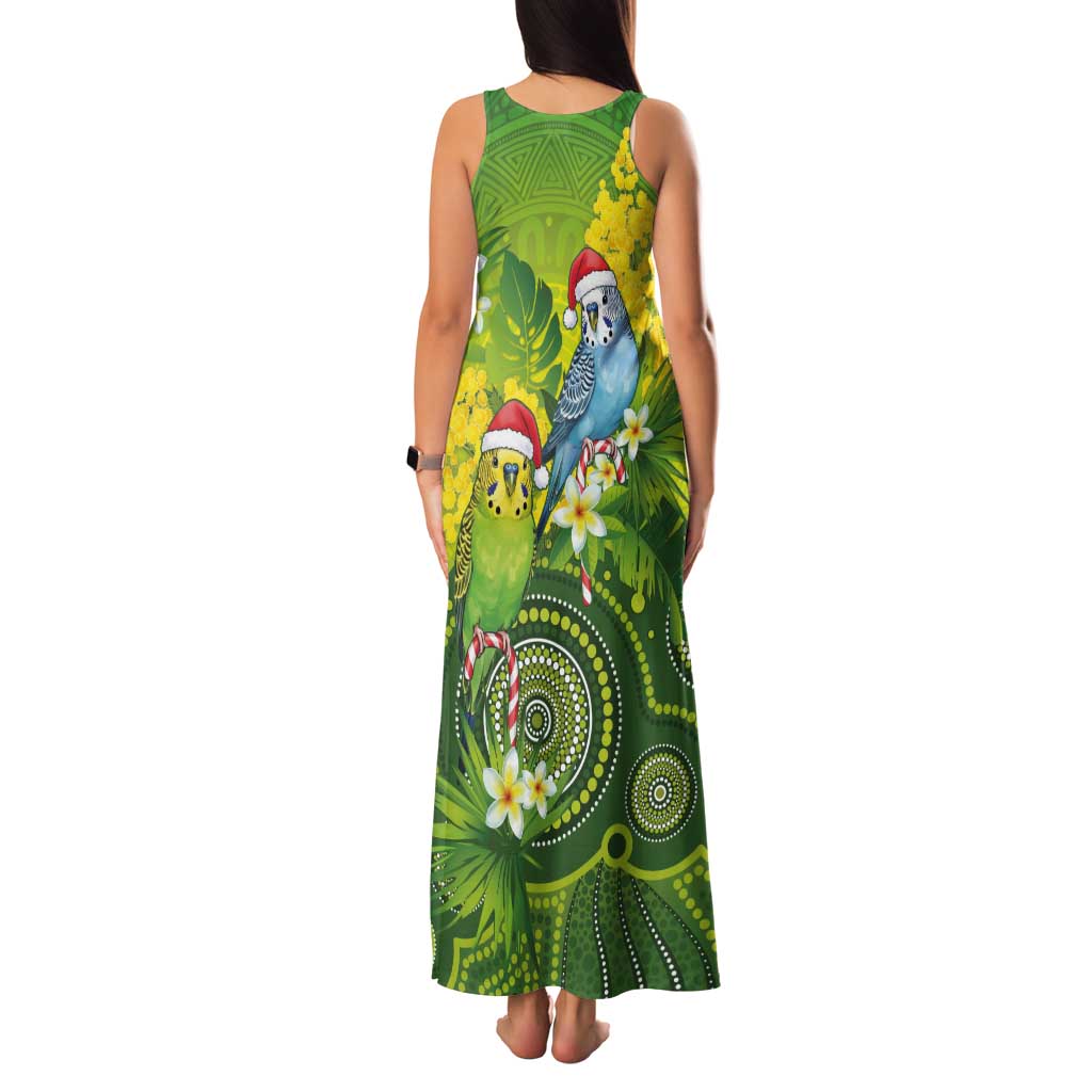 Budgerigar Australia Christmas Tank Maxi Dress Budgies Golden Wattle Aboriginal Green - Aussie Hoodie
