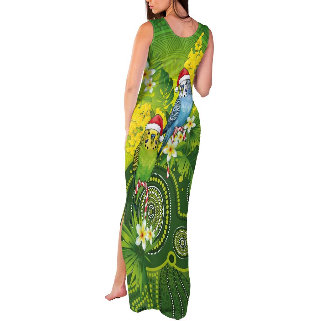 Budgerigar Australia Christmas Tank Maxi Dress Budgies Golden Wattle Aboriginal Green - Aussie Hoodie