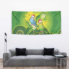 Budgerigar Australia Christmas Tapestry Budgies Golden Wattle Aboriginal Green - Aussie Hoodie